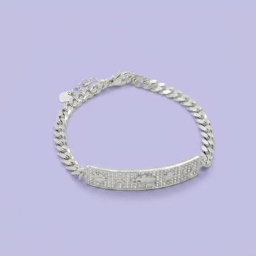 Pulsera de Plata .925 Tejido Barbado con Placa de la Fortuna con Zirconia mod. 2738