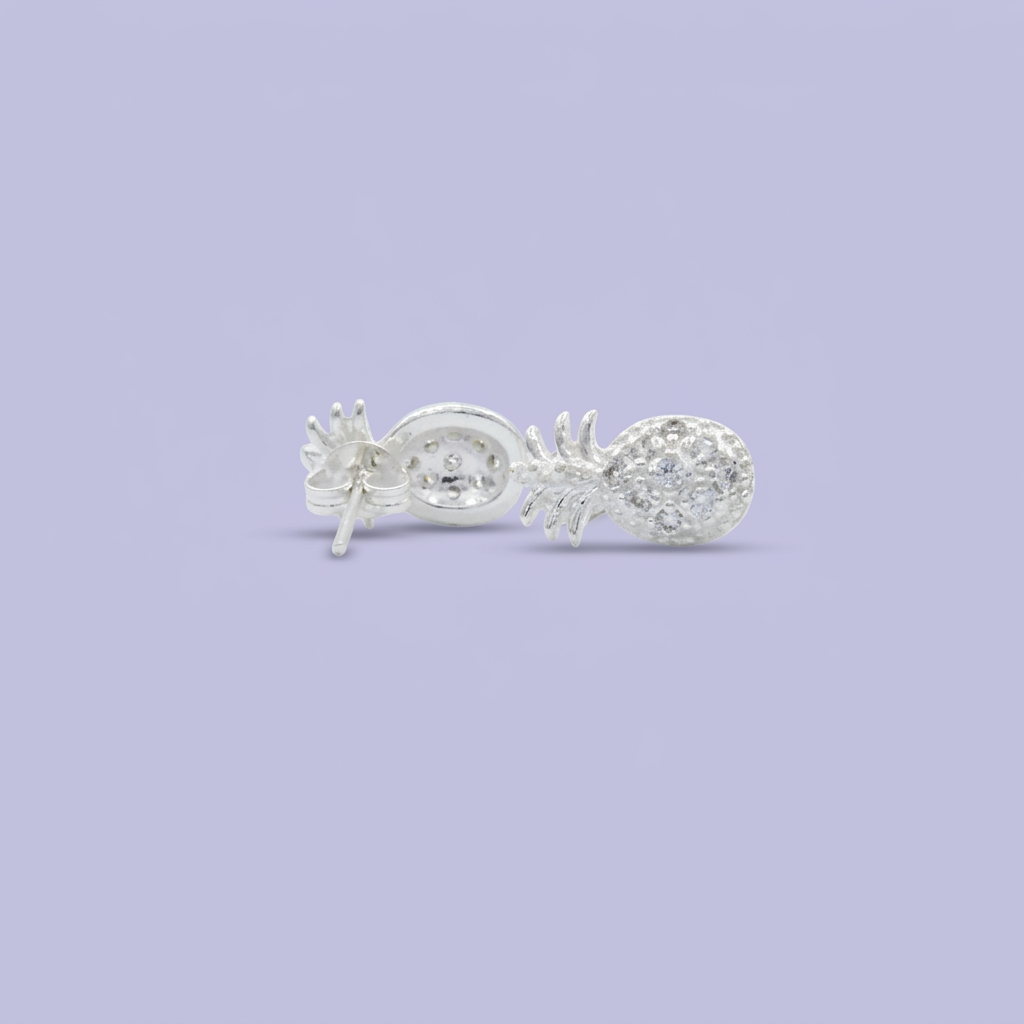 Arete de Plata .925 Piña Brillante con Zirconias mod. 2128