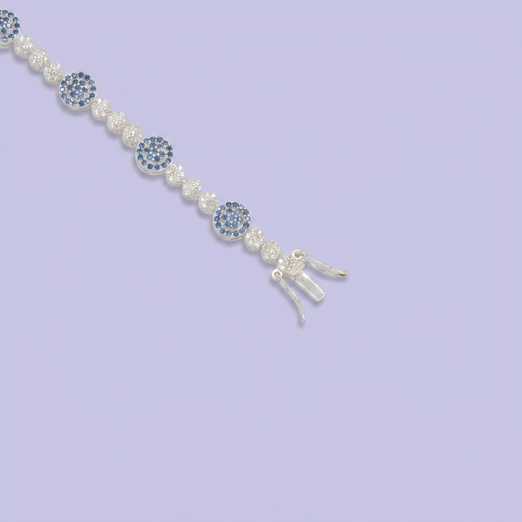 Pulsera de Plata .925 Diseño de Circulos con Zirconias Azules mod. 2676