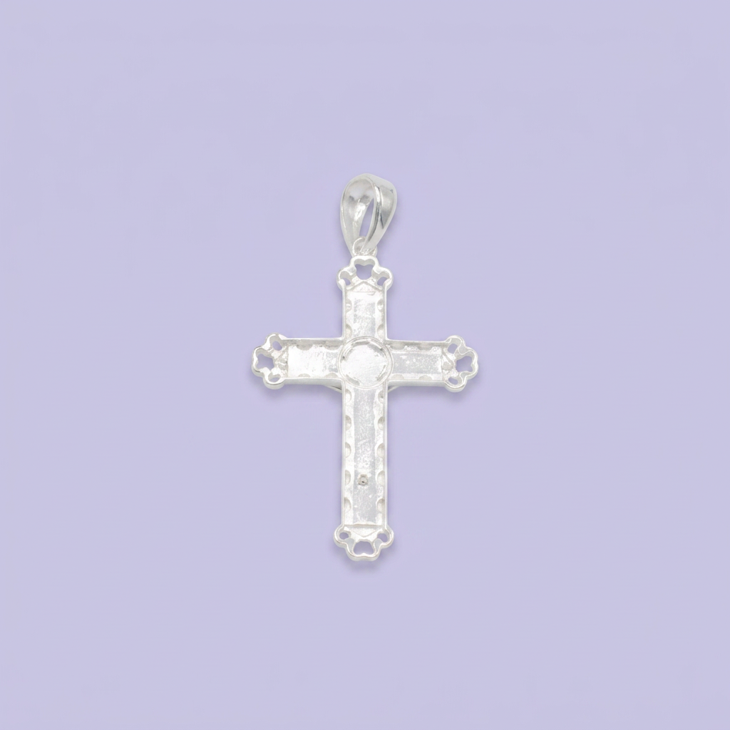 Dije de Plata .925 Crucifijo con Esmaltado Oscuro de Disñeo Brillante mod. 2655