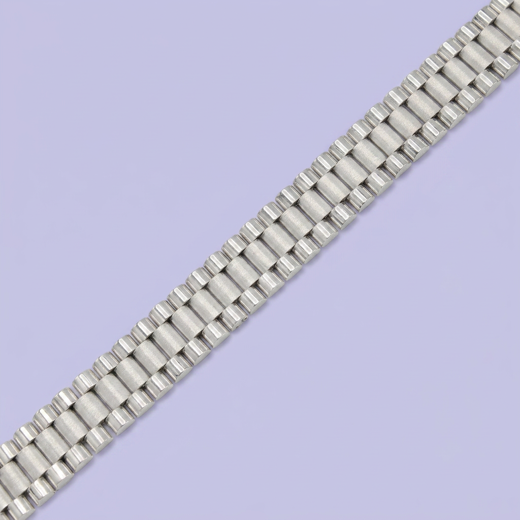 Pulsera de Plata .925 Tejido Ensamblado de Tono Mate Central y Brillante Lateral de Estilo Hueco mod. 2650
