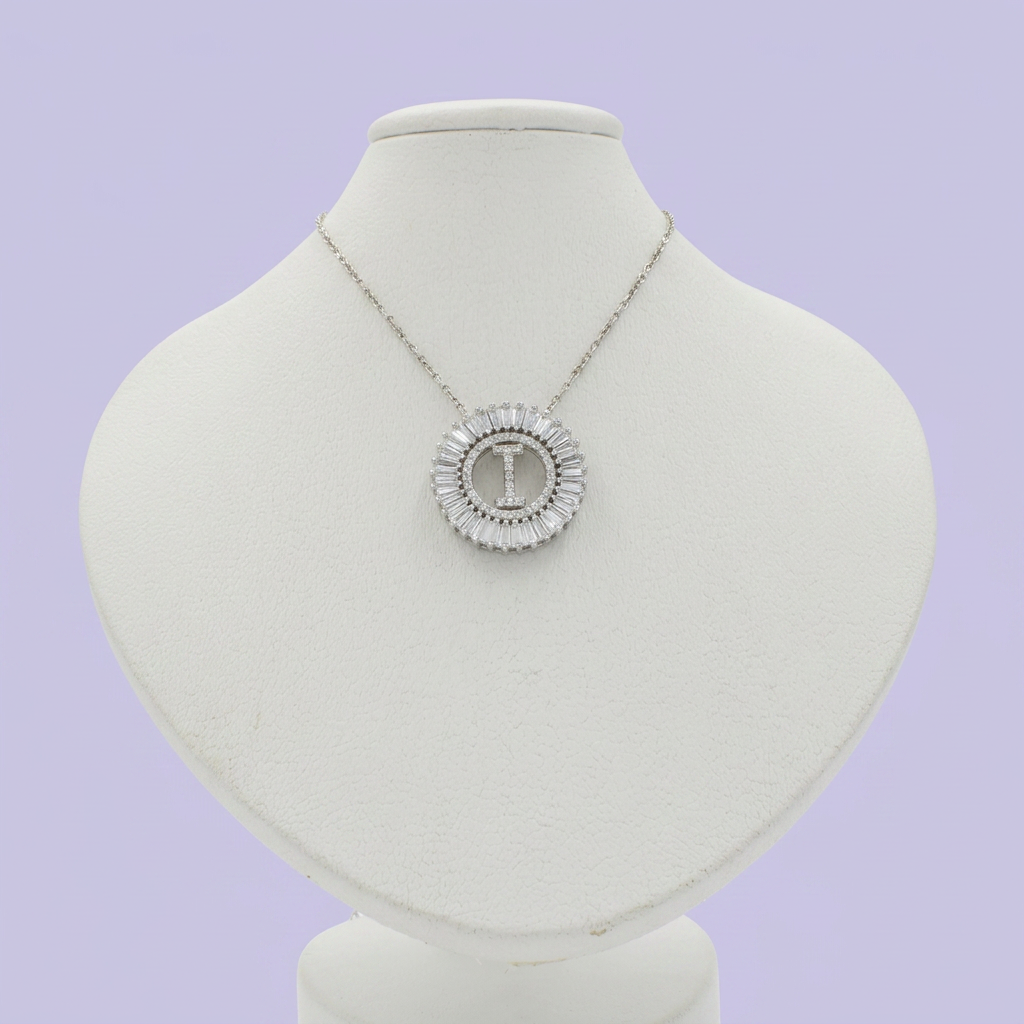 Gargantilla de Plata .925 con Dije de Inicial I Incrustada de Zirconias mod. 2429