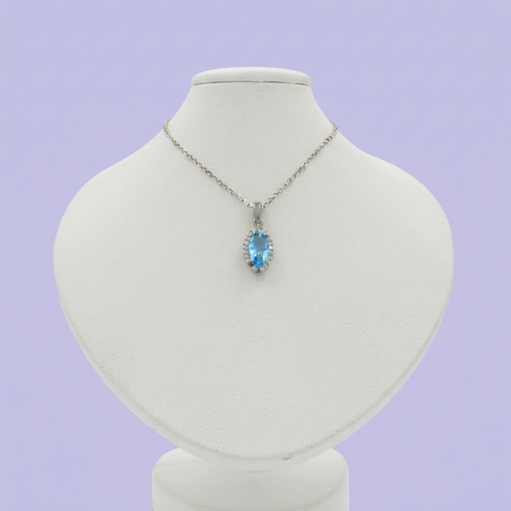 Gargantilla de Plata .925 con Zirconia Oval Fina Color Azul mod. 2446