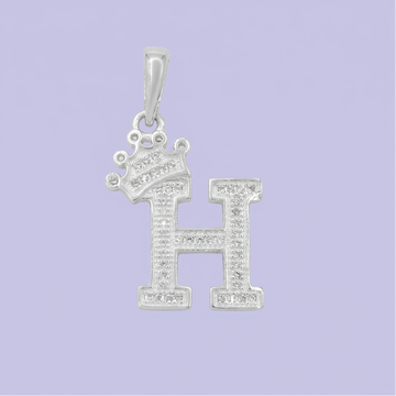 Dije de Plata .925 Letra H con Corona de Zirconias mod. 2203