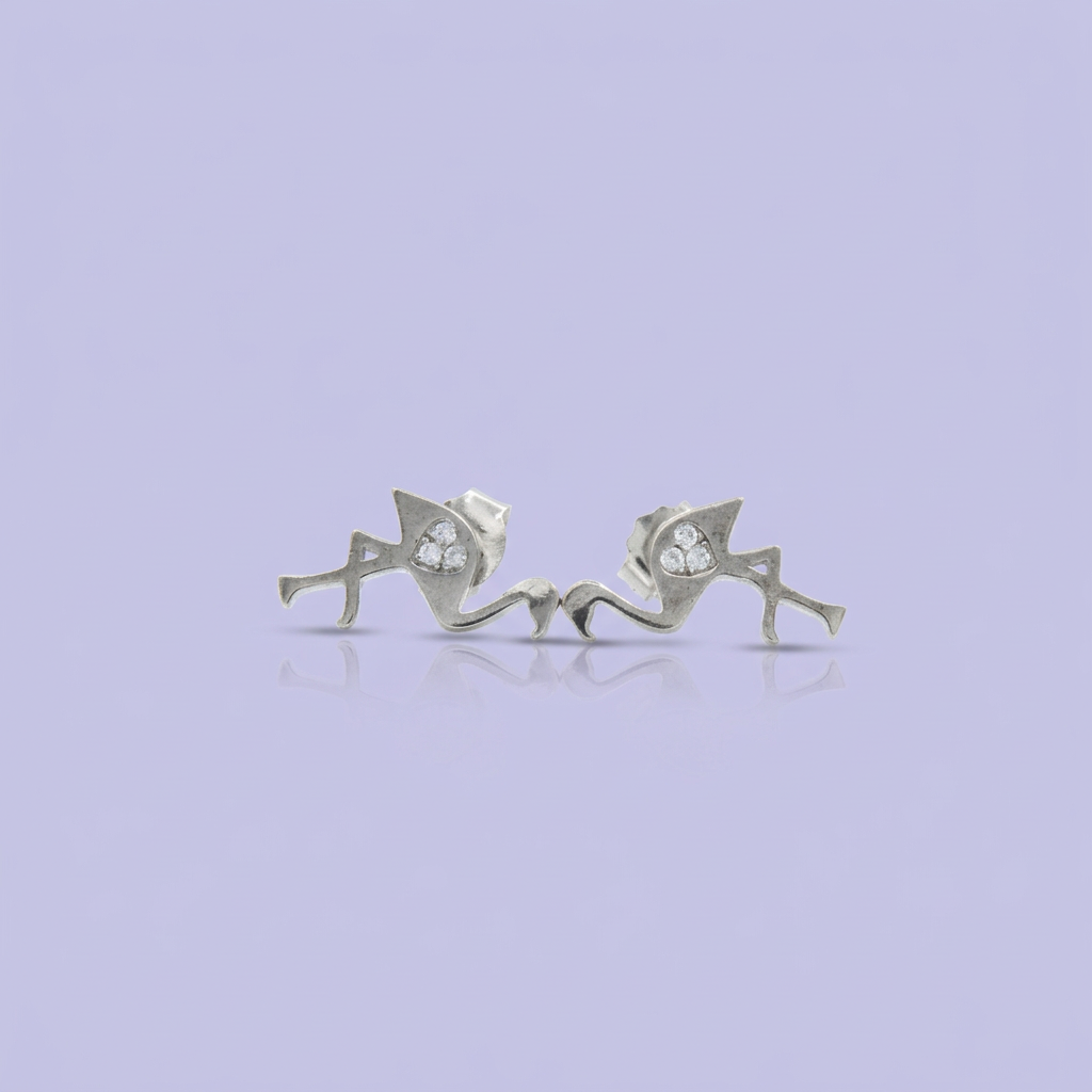 Arete de Plata .925 de Flamingos con Zirconias mod. 2127