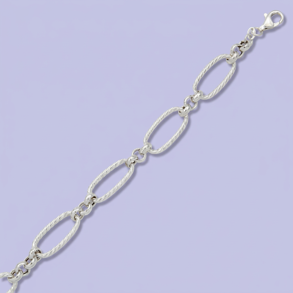 Pulsera de Plata .925 Argollas con Textura de Espiral mod. 2287