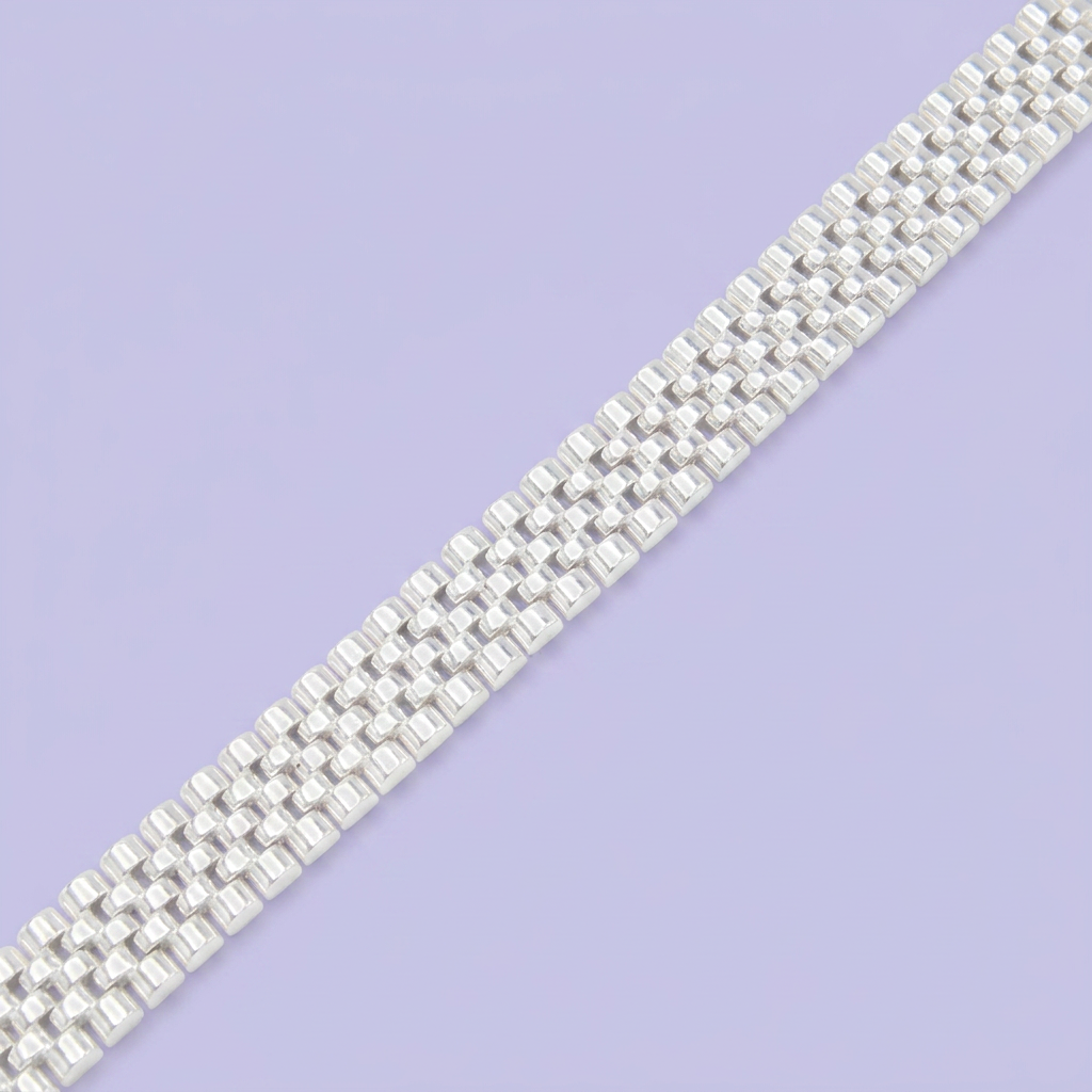 Pulsera de Plata .925 de Tejido Ensamblado Hueco y Brillante mod. 2652