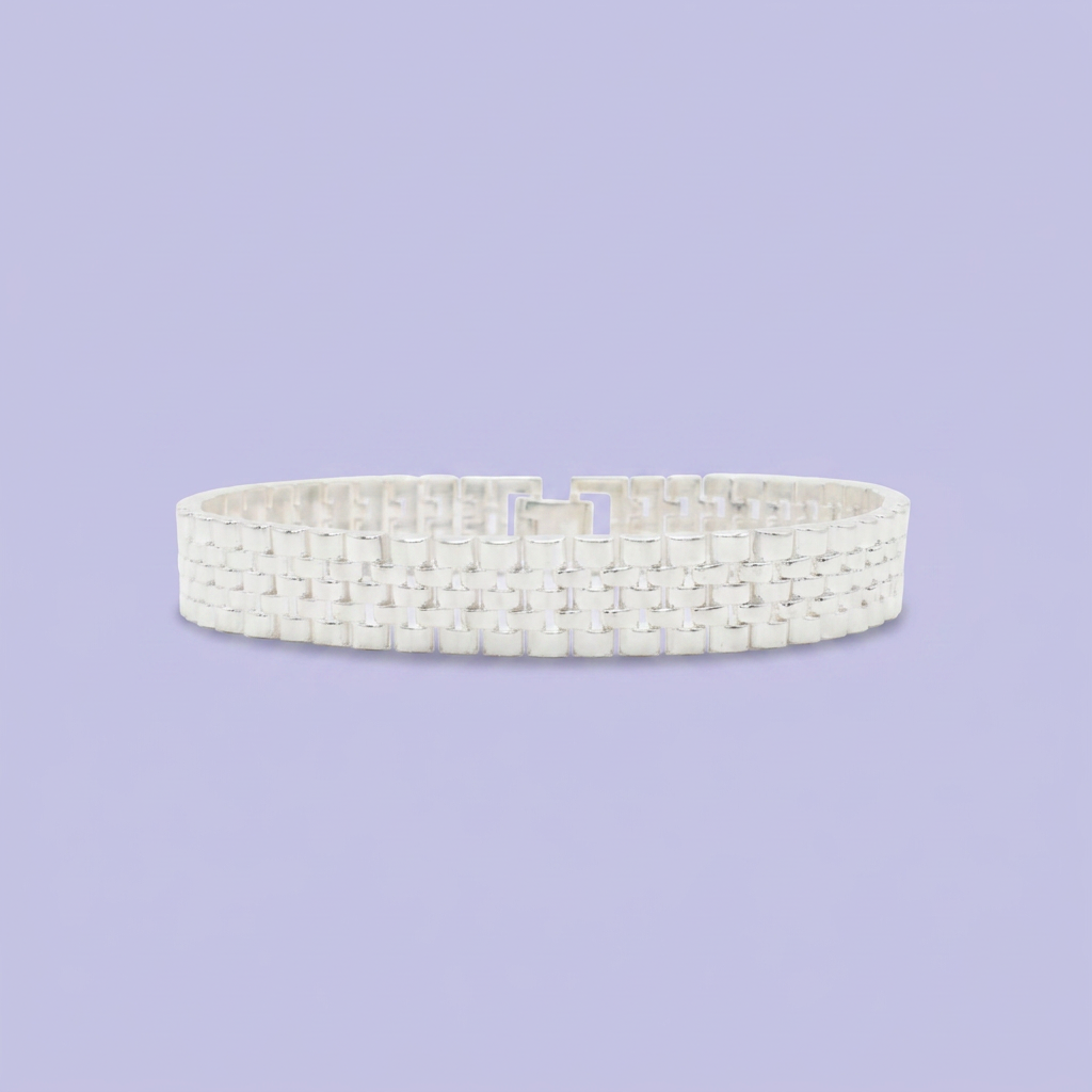 Pulsera de Plata .925 de Tejido Ensamblado Hueco y Brillante mod. 2652