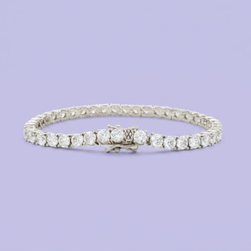 Pulsera de Plata .925 Tejido Tenis de Diseño Grueso con Zirconias Brillantes mod. 2368