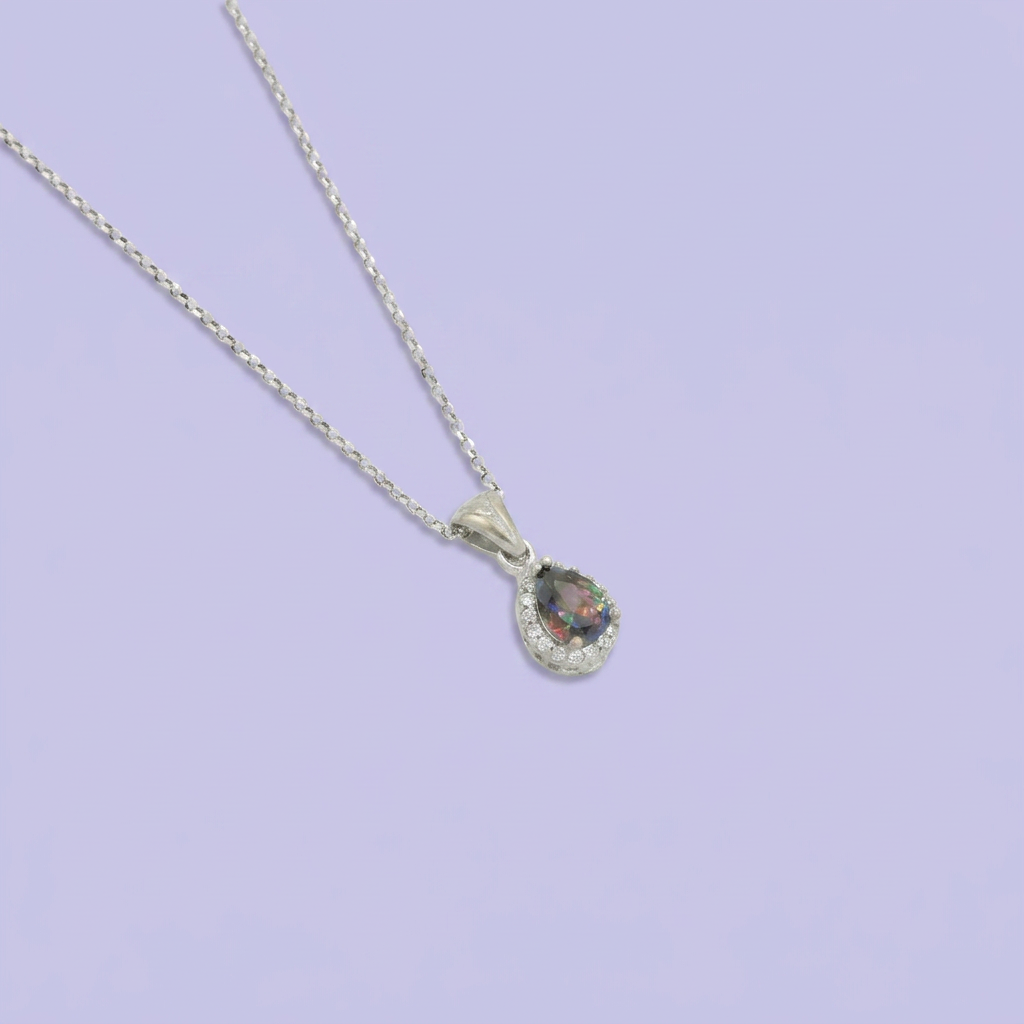 Gargantilla de Plata .925 con Dije de Zirconia Tornasol mod. 2444