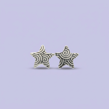 Arete de Plata .925 Estrella de Diseño Acanalado mod. 2125