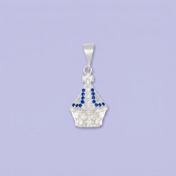 Dije Bulto de Plata .925 Virgen de Juquila con Zirconias de Tono Azul mod. 2552