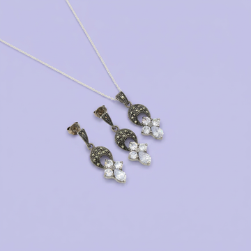 Coordinado de Plata .925 Cruces de Zirconia con Marquesitas mod. 2592