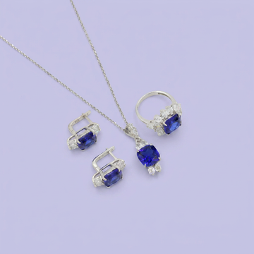Coordinado de Plata .925 de Radiante Azul Marino mod. 2477