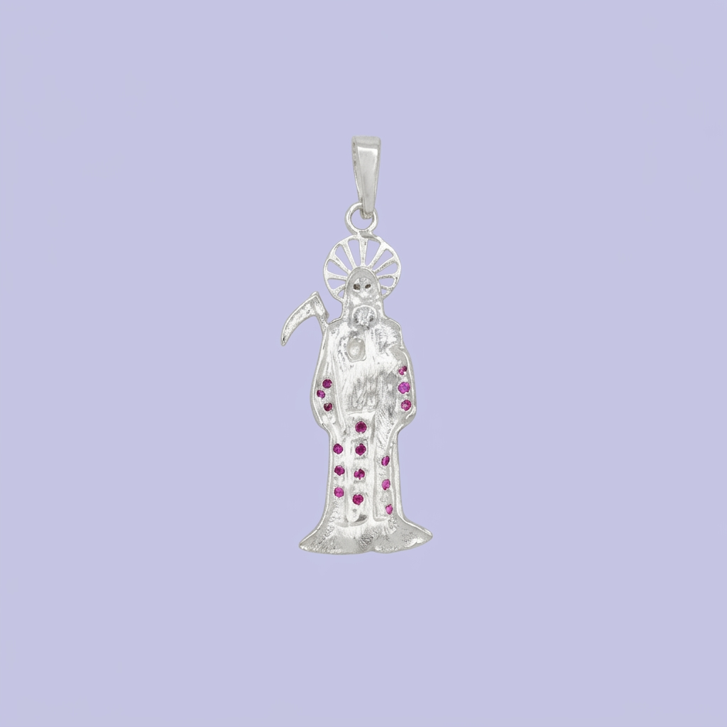 Dije de Plata .925 Santa Muerte con Zirconias mod. 2190