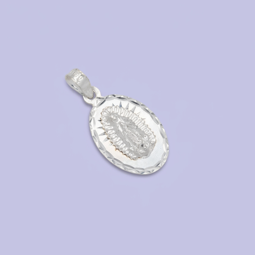 Medalla de Plata .925 Virgen Guadalupe en Diseño Brillante con Diamantado Especial mod. 2564