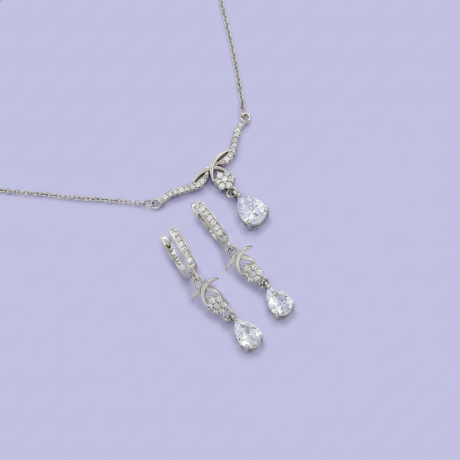 Coordinado de Plata .925 Lágrima de Zirconia mod. 2768
