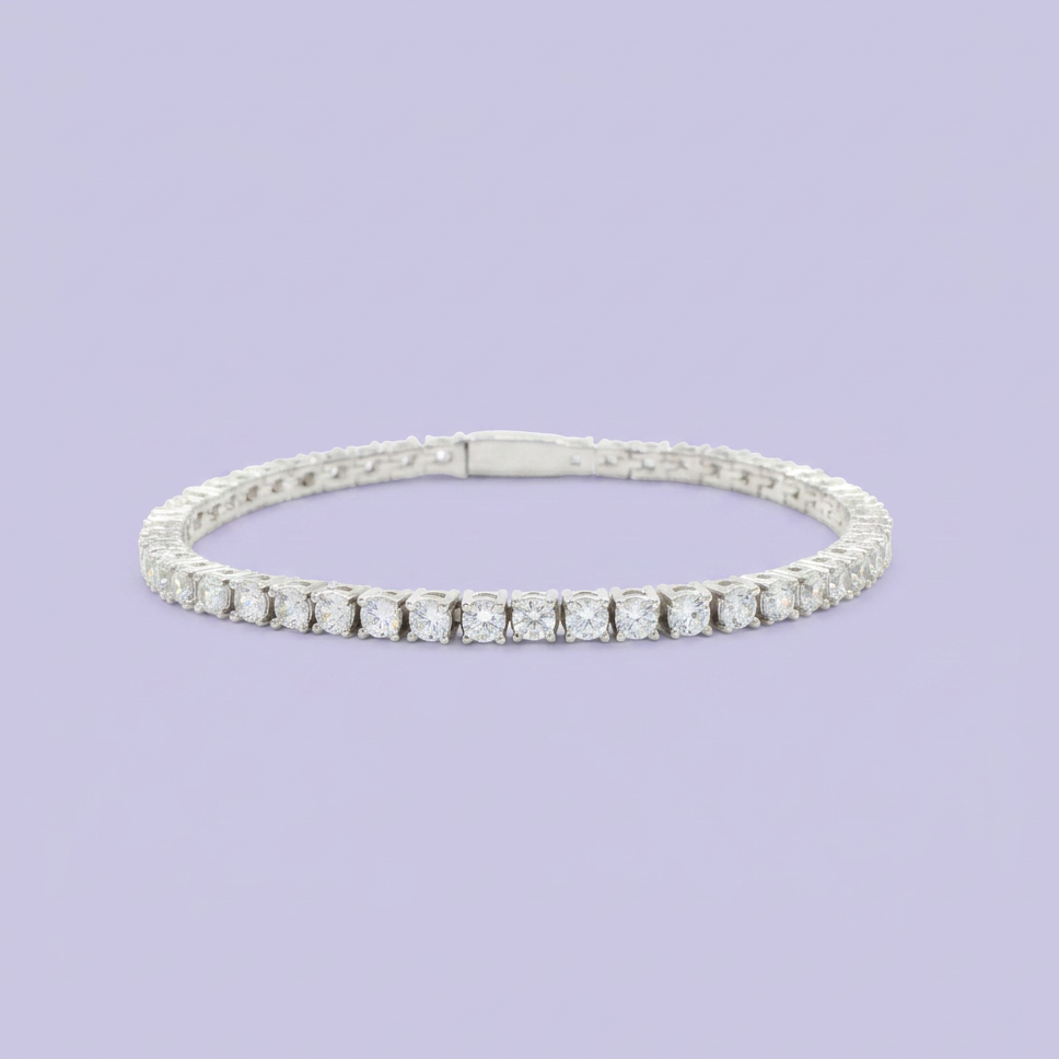 Pulsera de Plata .925 Tejido Tenis de Diseño Elegante con Zirconias Brillantes mod. 2372