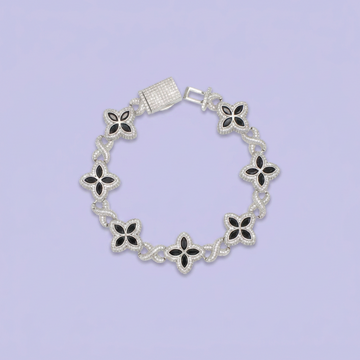 Pulsera de Plata .925 Flores negras mod. 2812