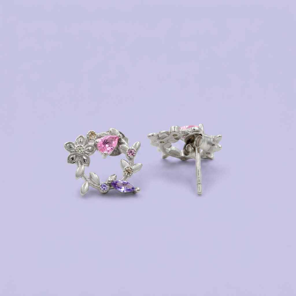 Coordinado de Plata .925 Arreglo Floral mod. 2770