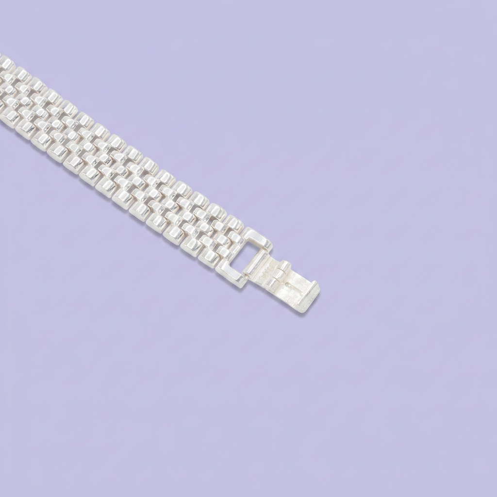 Pulsera de Plata .925 de Tejido Ensamblado Hueco y Brillante mod. 2652