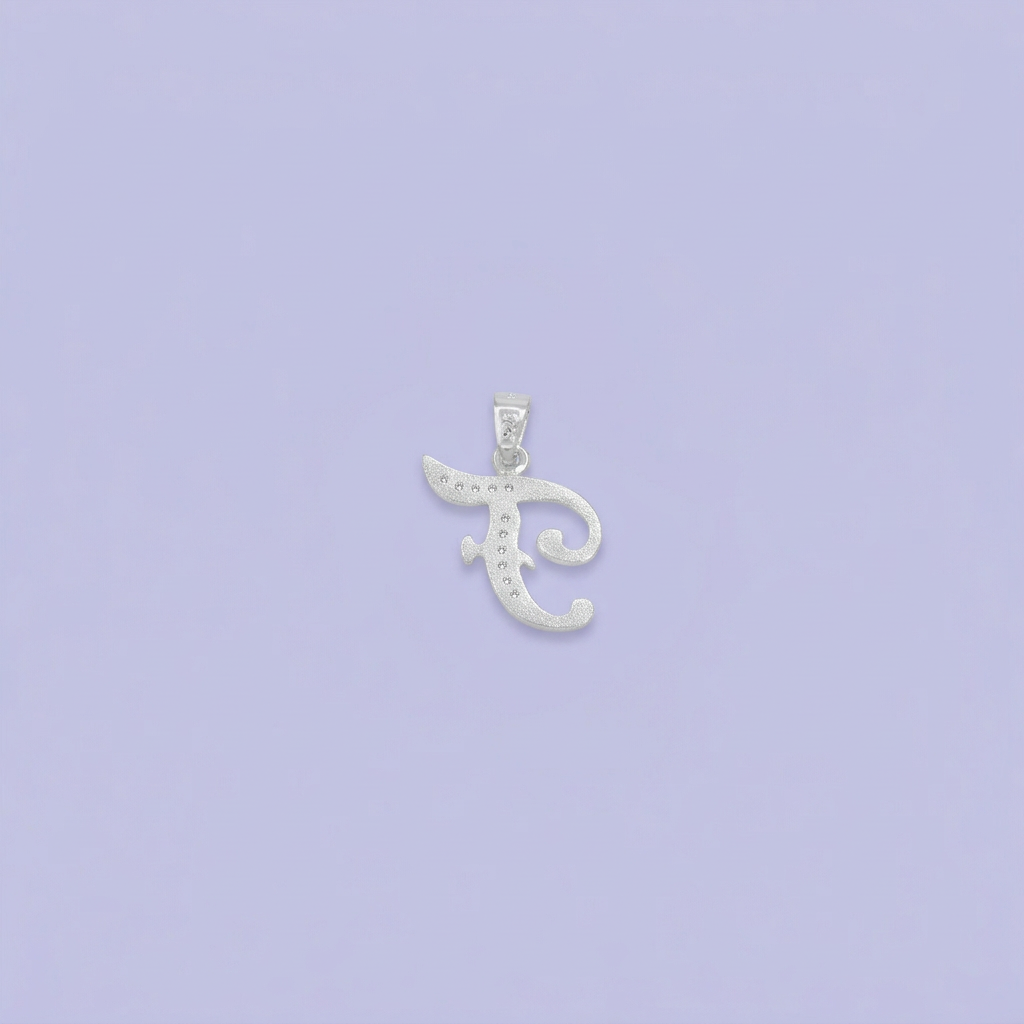 Dije de Plata .925 Letra F Cursiva con Zirconias mod. 2207