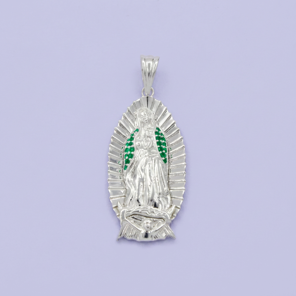 Dije Bulto de Plata .925 Virgen Guadalupe con Resplandor Brillante mod. 2749
