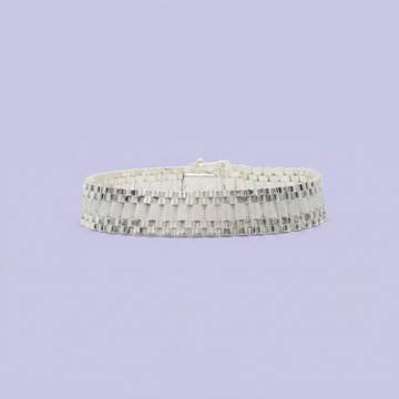 Pulsera de Plata .925 Estilo Hueco Tejido Especial Ensamblado con Tonos Centrales Mate en Diseño Fino mod. 2651