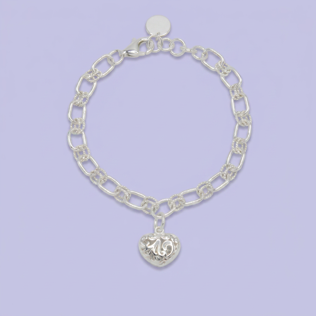 Pulsera de Plata .925 Tejido de Ancla con Corazón mod. 2675