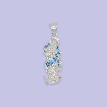 Dije Bulto de Plata .925 Virgen Desatanudos Incrustada con Zirconias mod. 2549