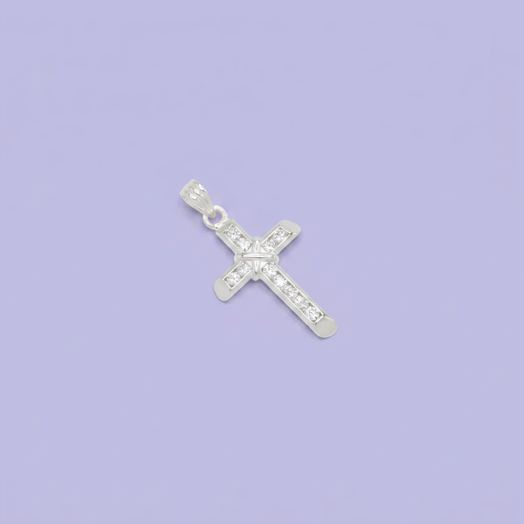 Dije de Plata .925 Cruz Nudo Fe con Zirconias mod. 2745