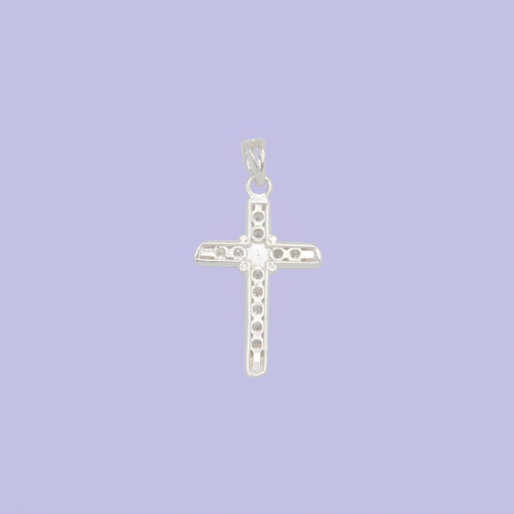 Dije de Plata .925 Cruz Nudo Fe con Zirconias mod. 2745
