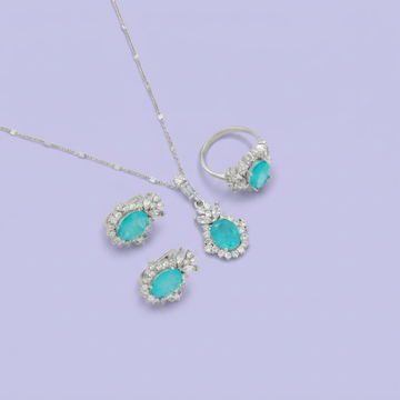 Coordinado de Plata .925 Elegante Turquesa mod. 2765