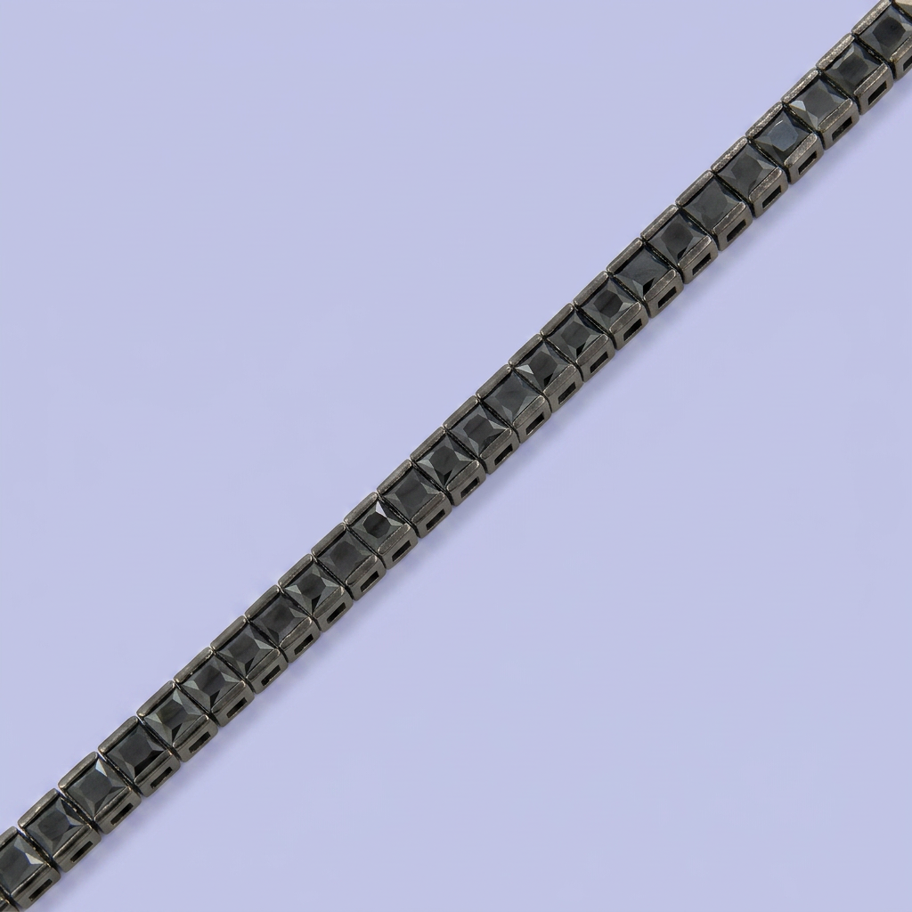 Pulsera de Plata .925 Color Negro y Tejido Tenis con Zirconias Oscuras mod. 2376