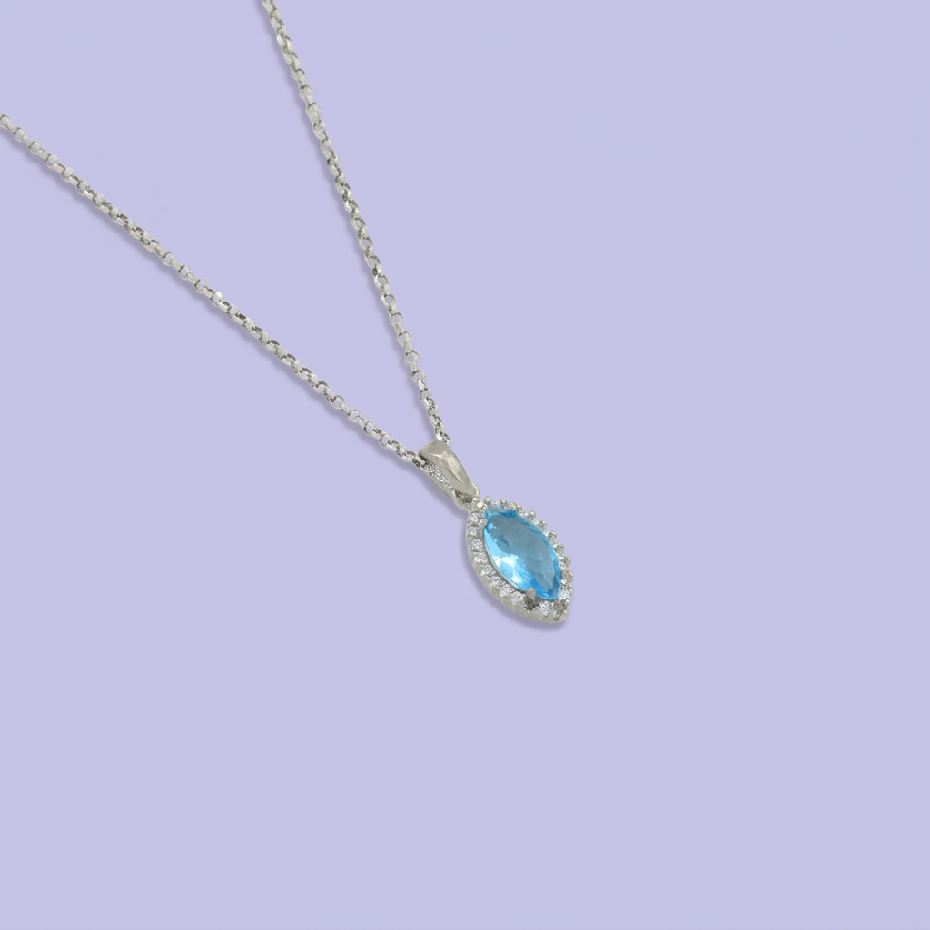 Gargantilla de Plata .925 con Zirconia Oval Fina Color Azul mod. 2446