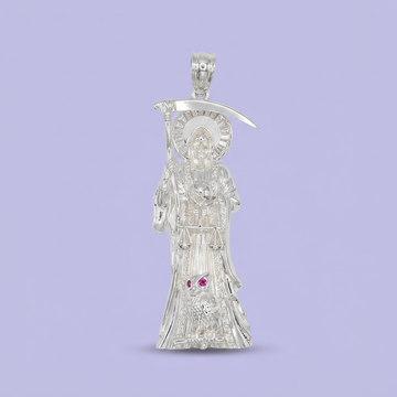 Dije de Plata .925 Santa Muerte Jumbo con Zirconias mod. 2593