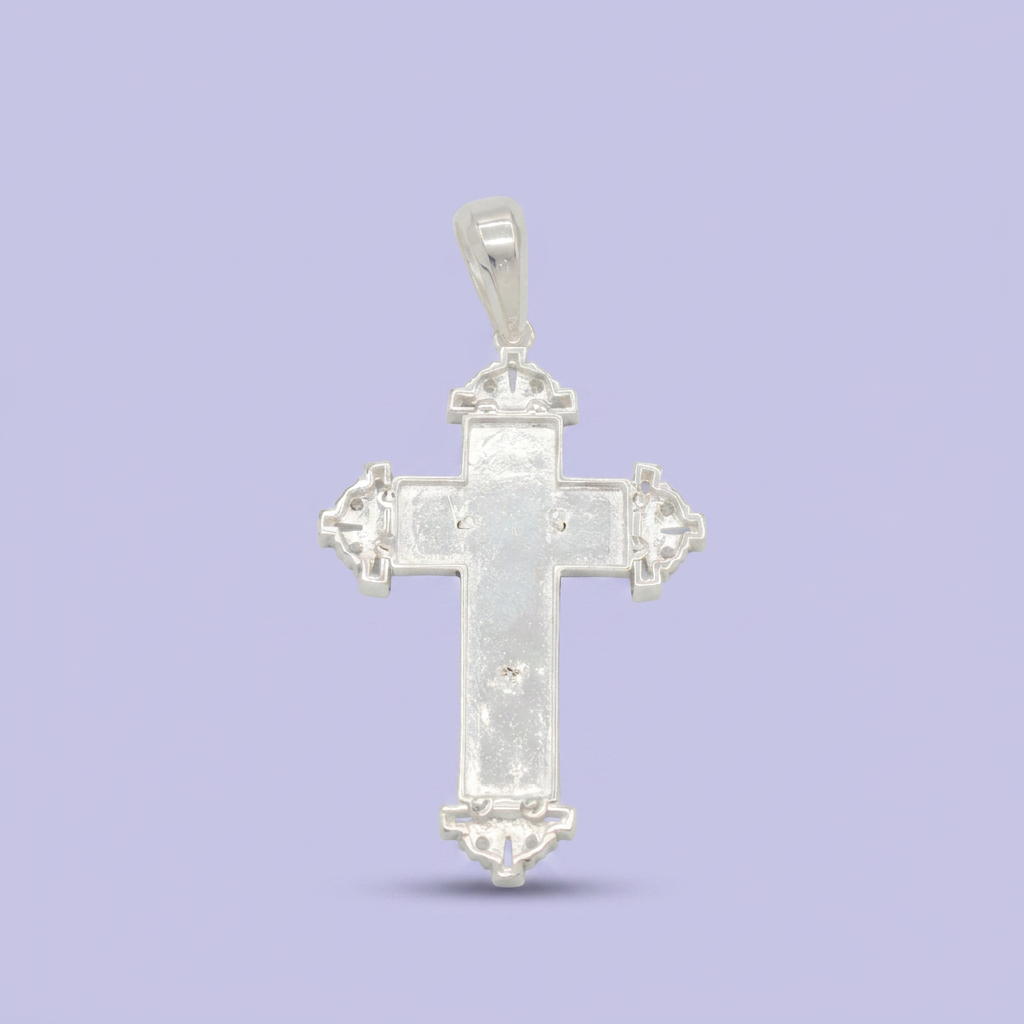 Dije de Plata .925 Cruz Amandalada con Zirconias mod. 2691
