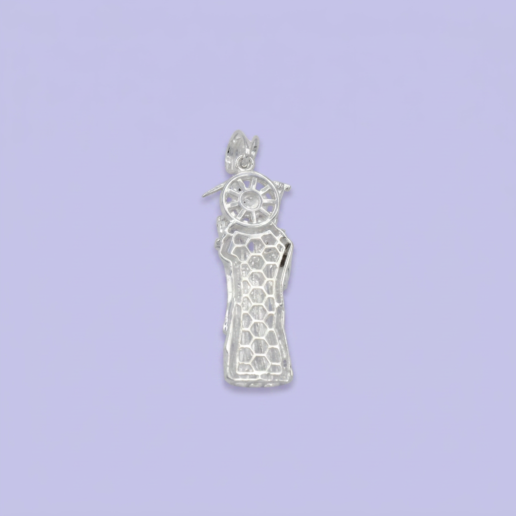 Dije Bulto de Plata .925 Santa Muerte Especial con Zirconias Finas mod. 2753