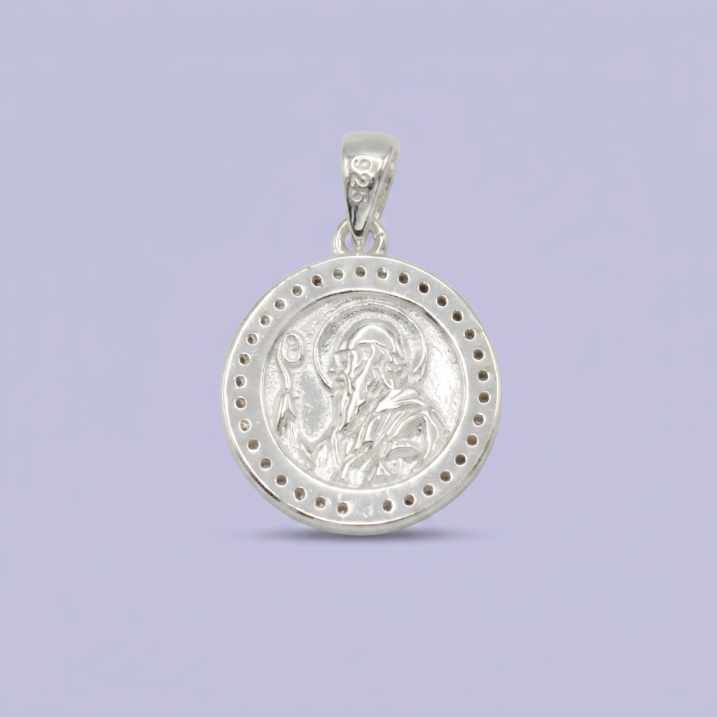 Medalla de Plata .925 San Benito con Zirconias mod. 2601