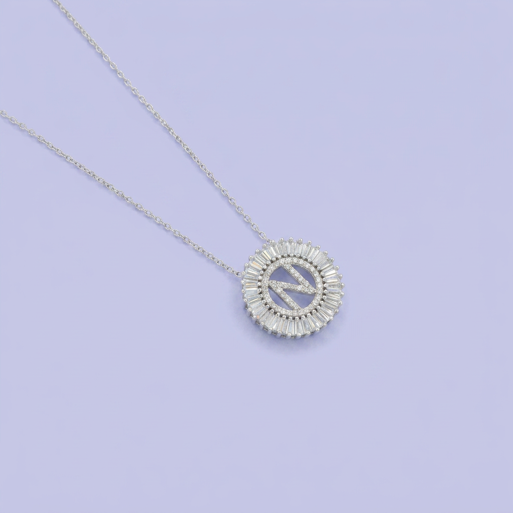 Gargantilla de Plata .925 con Dije de Inicial N Incrustada de Zirconias mod. 2427