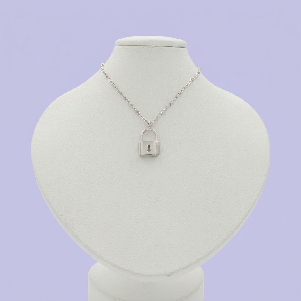 Gargantilla de Plata .925 Candado Brillante y Hueco mod. 2433
