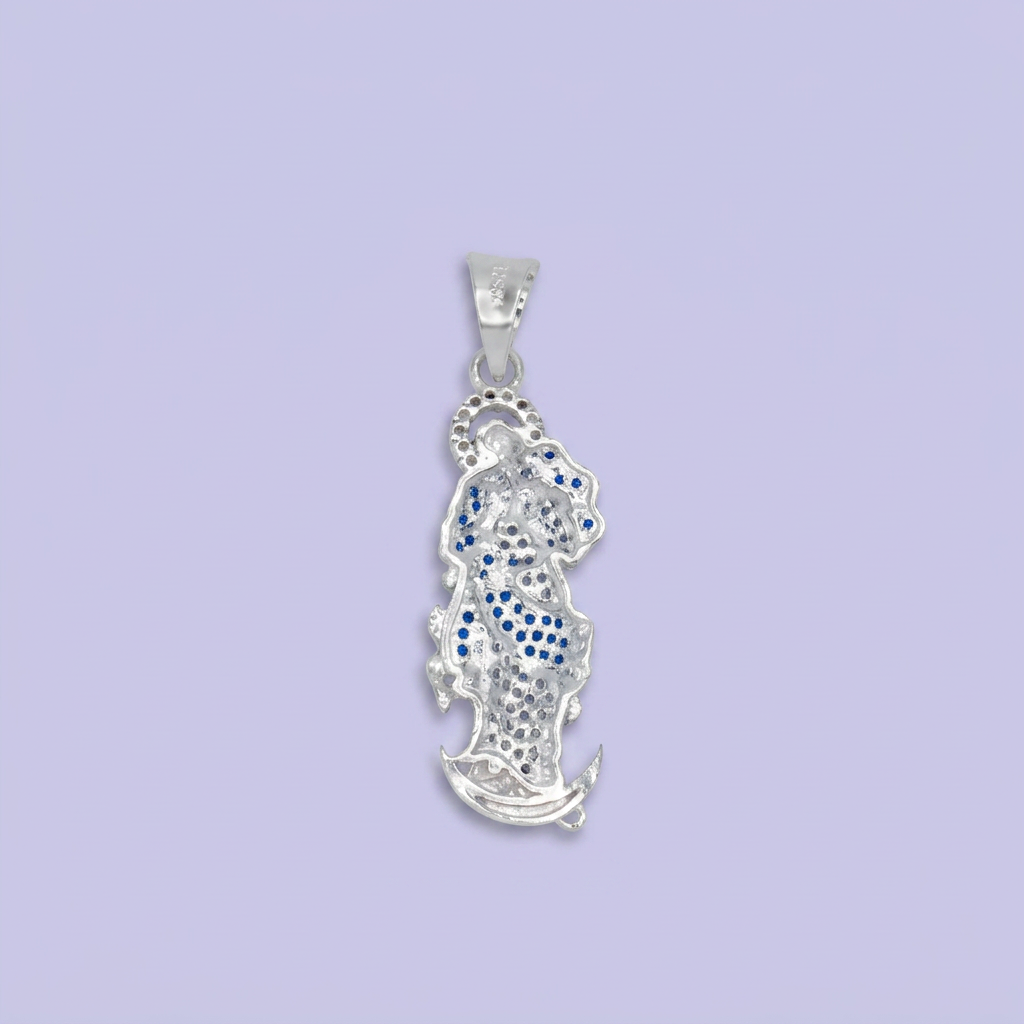 Dije Bulto de Plata .925 Virgen Desatanudos Incrustada con Zirconias mod. 2549