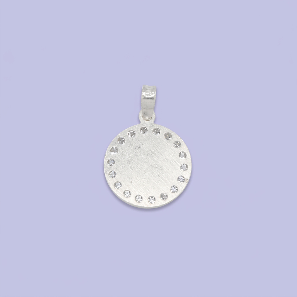 Medalla de Plata .925 Virgen Guadalupe en Diamantado Fino y Bisel de Zirconias mod. 2565
