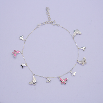 Pulsera de Plata .925 con Colgantes de Mariposas Rosas mod. 2677