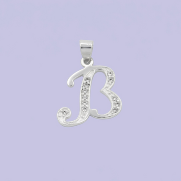 Dije de Plata .925 Letra B Cursiva con Zirconias mod. 2232