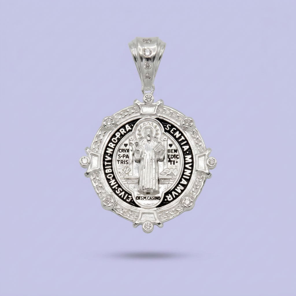 Medalla de Plata .925 San Benito Diamantado mod. 2697