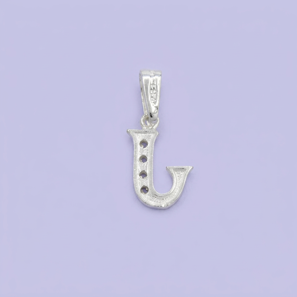 Dije de Plata .925 Letra J Decorada con Zirconias mod. 2238