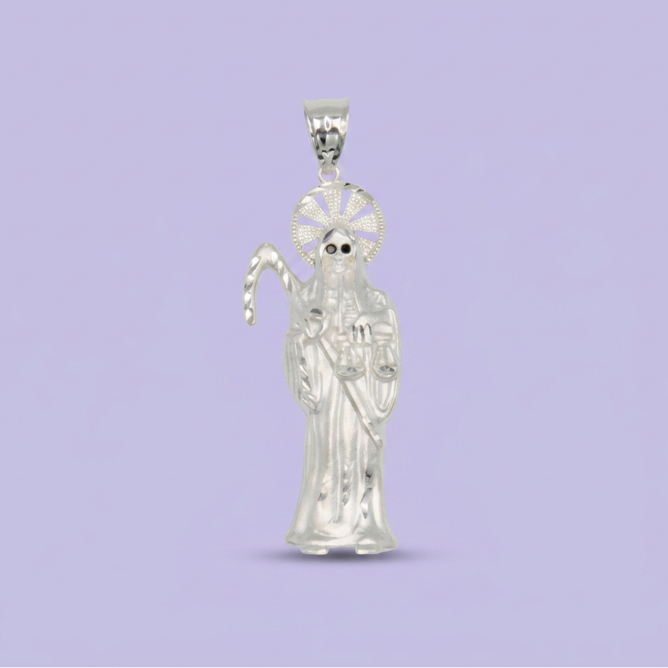Dije de Plata .925 Santa Muerte Diamantada con Zirconias mod. 2603