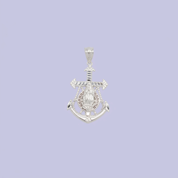 Dije de Plata .925 Cruz Ancla Guadalupana con Zirconias mod. 2742