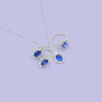 Coordinado de Plata .925 Elegante Azul Oceánico mod. 2766